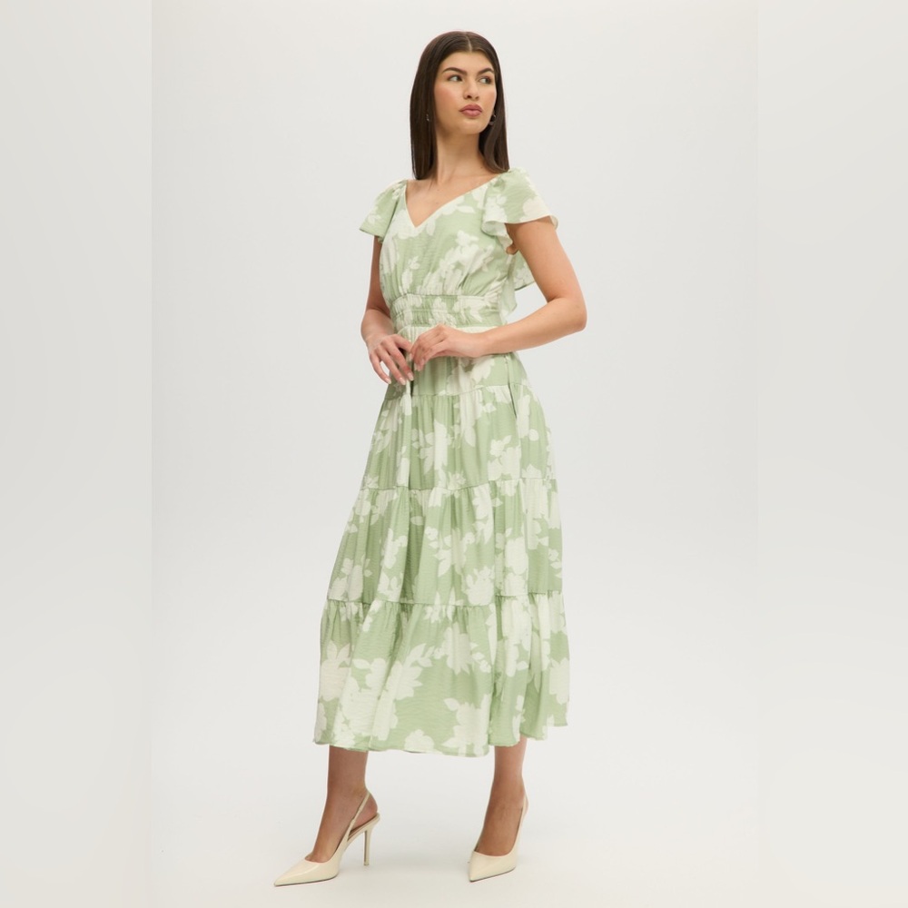 Rachel Zoe Green Floral Midi Dress